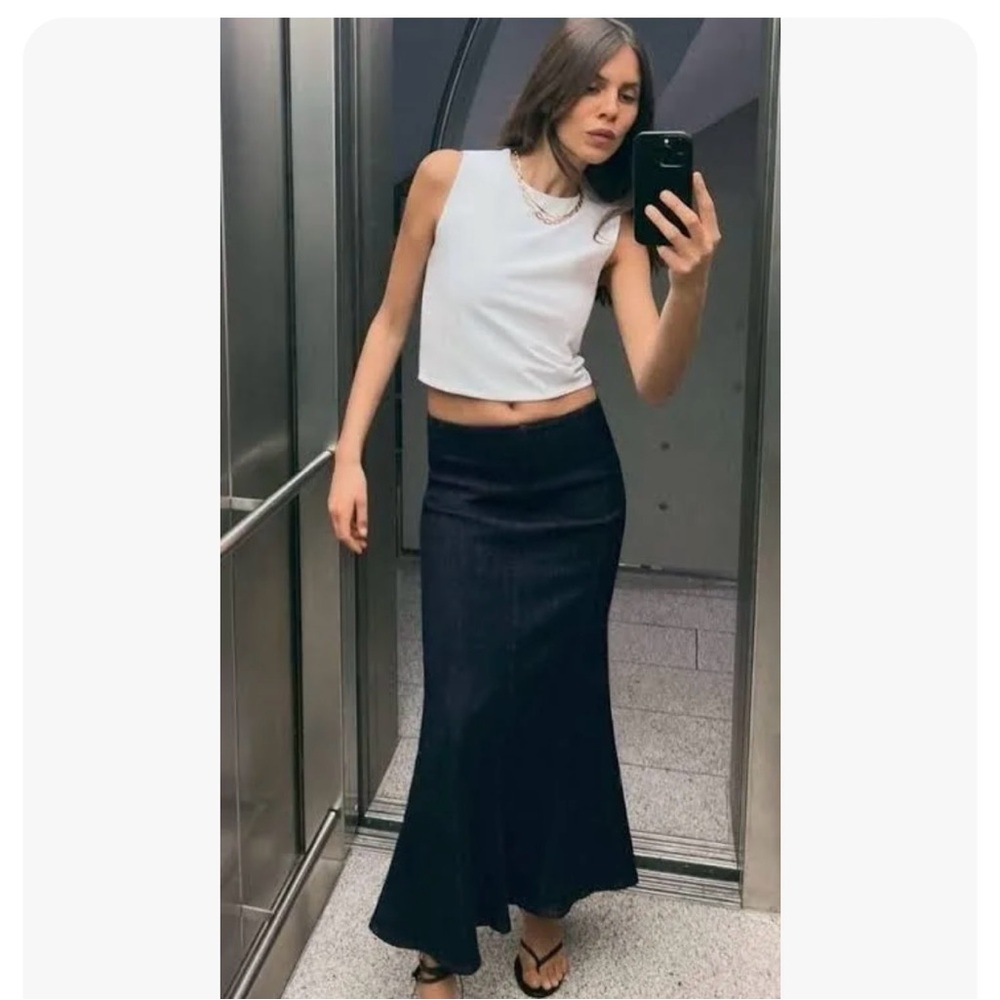 Zara dark denim midi mermaid skirt